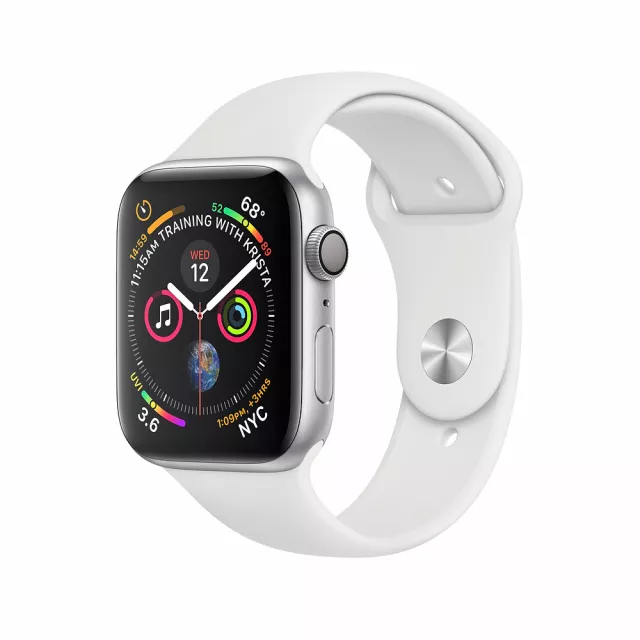 Умные часы Apple Watch Series 4 GPS 44mm Aluminum Case with Sport Band (Цвет: Silver/White)