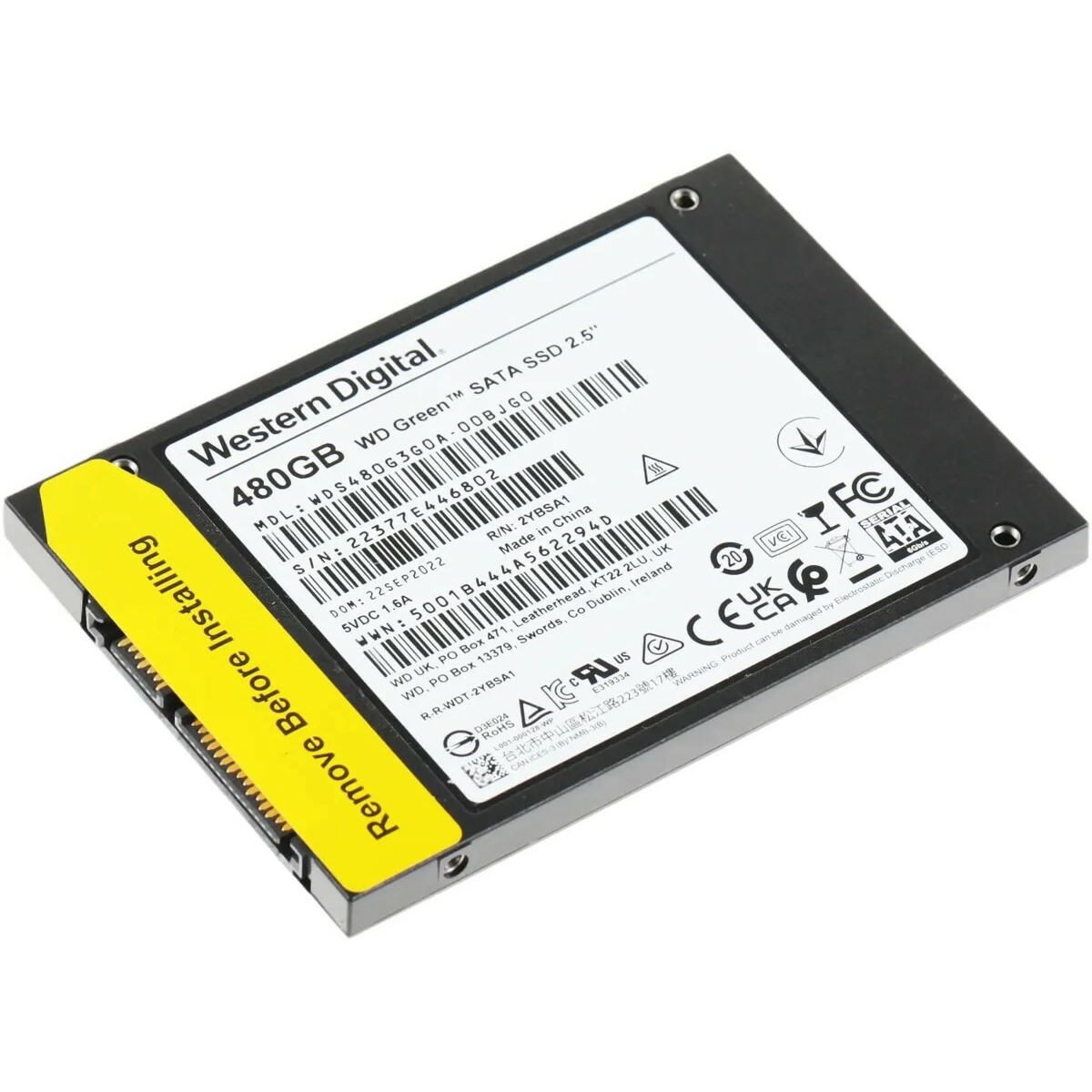 Накопитель SSD WD SATA III 480Gb WDS480G3G0A 
