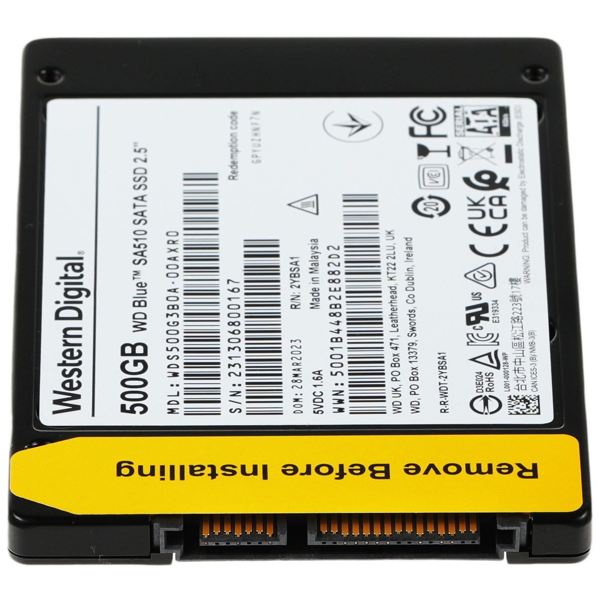 Накопитель SSD WD SATA III 500Gb WDS500G3B0A