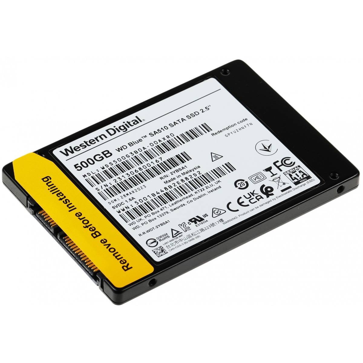 Накопитель SSD WD SATA III 500Gb WDS500G3B0A