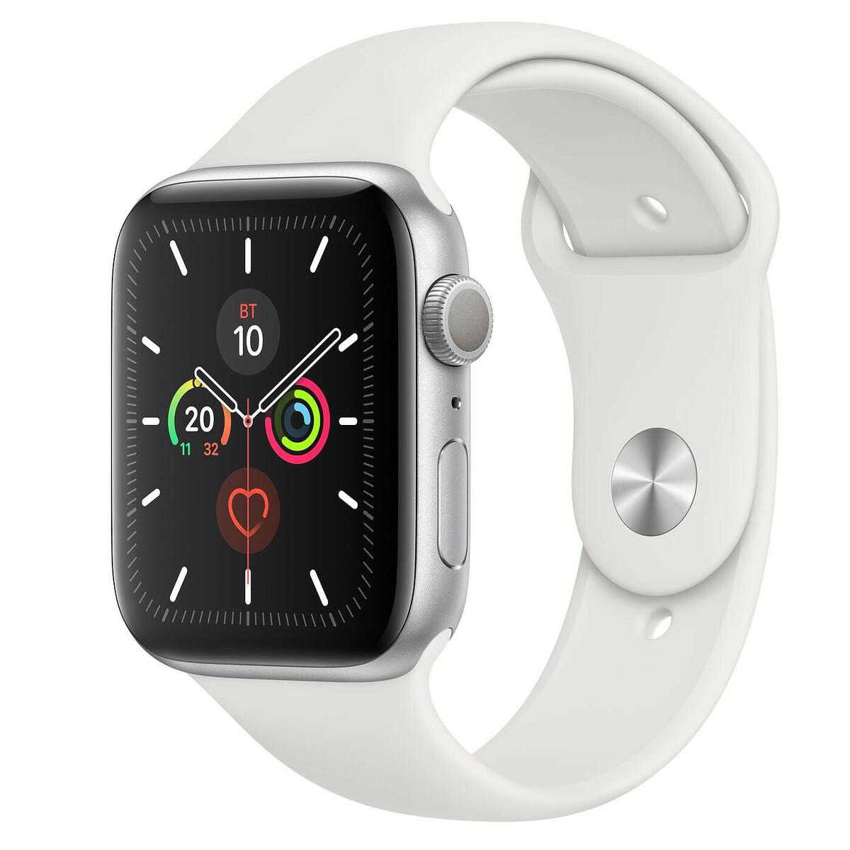 Умные часы Apple Watch Series 5 GPS 44mm Aluminum Case with Sport Band MWVD2RU/A (Цвет: Silver/White)