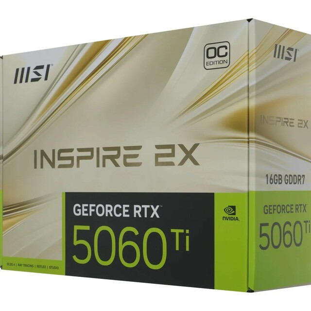 Видеокарта MSI GeForce RTX 5060 Ti 16G INSPIRE 2X OC Видеокарта MSI GeForce RTX 5060 Ti 16G INSPIRE 2X OC