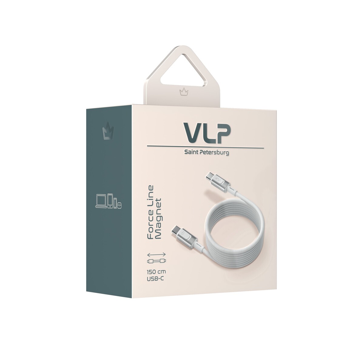 Дата-кабель VLP Force Line Magnet USB-C, 1.5м, 100W USB 2.0, белый