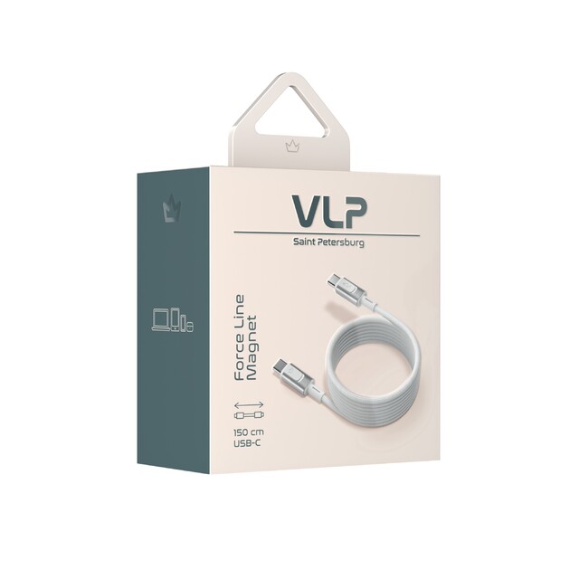 Дата-кабель VLP Force Line Magnet USB-C, 1.5м, 100W USB 2.0, белый