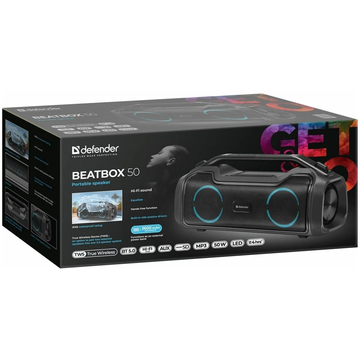 Портативная акустика DEFENDER Beatbox 50 (Цвет: Black)