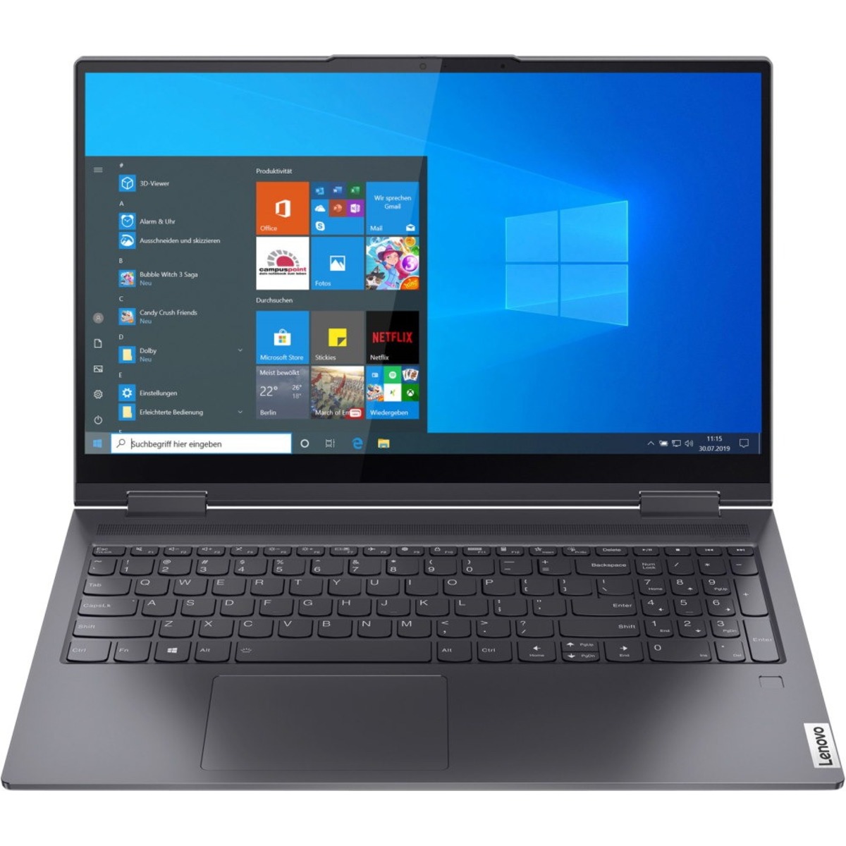Ноутбук-Трансформер Lenovo Yoga 7 15ITL5 Core i5 1135G7 8Gb SSD512Gb UMA 15.6 IPS Touch FHD (1920x1080) Windows 11 grey WiFi BT Cam