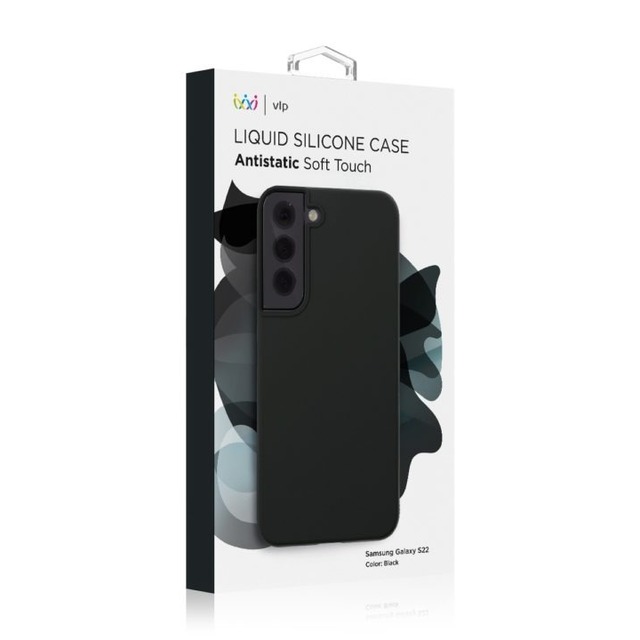 Чехол-накладка VLP Liquid Silicone Сase Antistatic для смартфона Samsung Galaxy S22 (Цвет: Black)