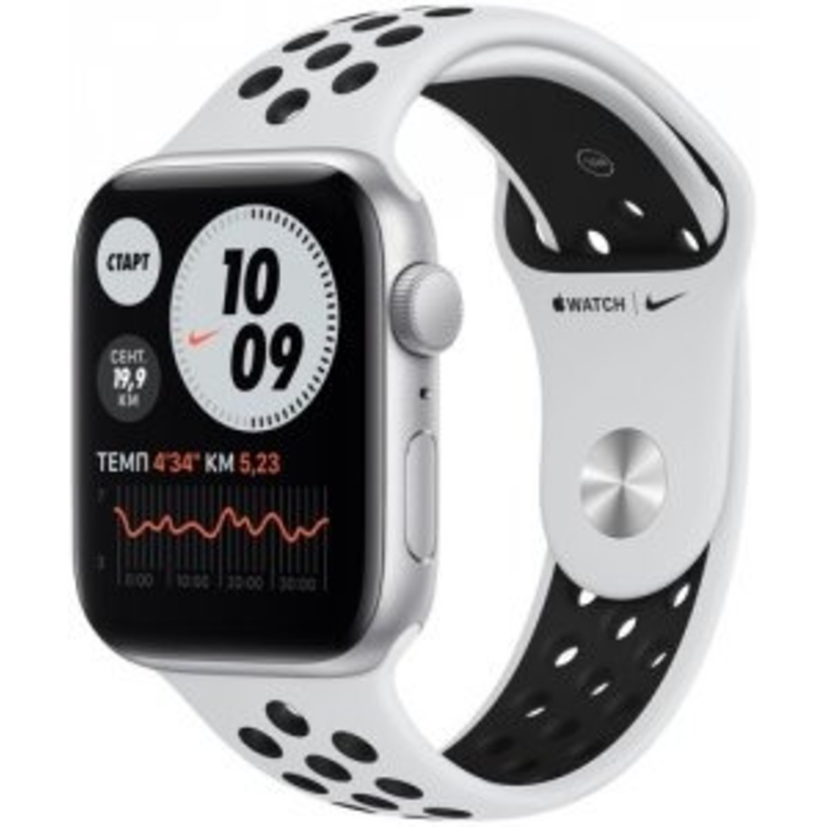 Умные часы Apple Watch SE 44mm Aluminum Case with Nike Sport Band (Цвет: Platinum / Black)