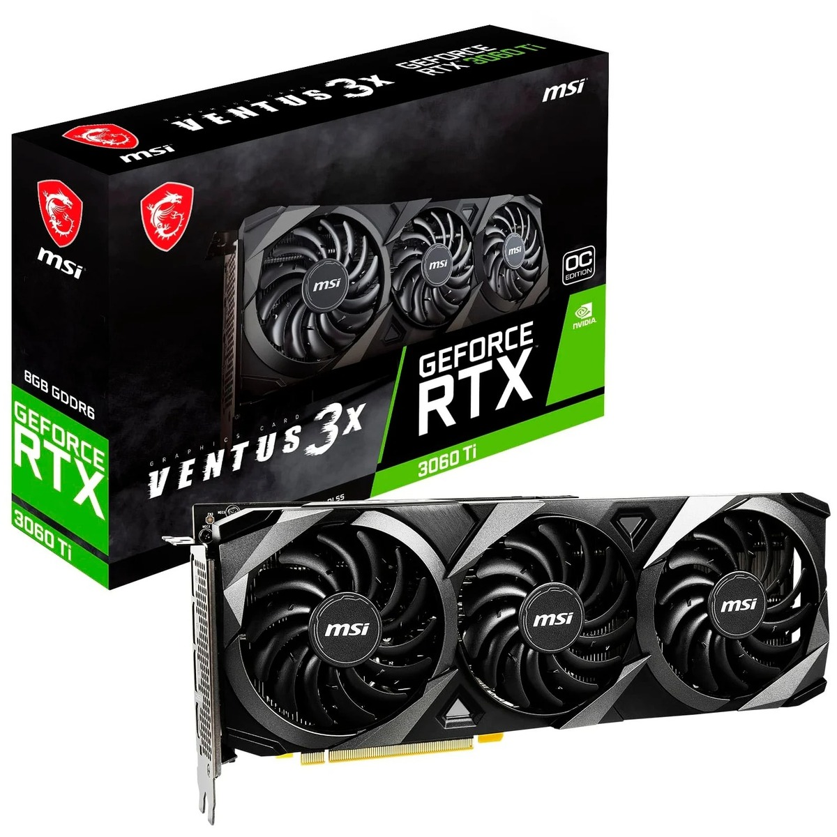 Видеокарта MSI GeForce RTX 3060 Ti VENTUS 3X 8Gb OC LHR