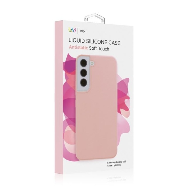 Чехол-накладка VLP Liquid Silicone Сase Antistatic для смартфона Samsung Galaxy S22 (Цвет: Light Pink)