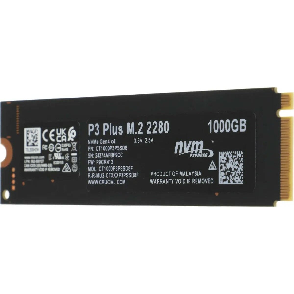 Накопитель SSD Crucial PCIe 4.0 x4 1TB CT1000P3PSSD8 