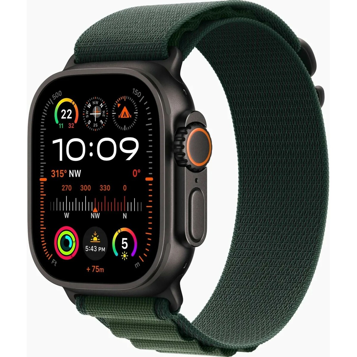 Умные часы Apple Watch Ultra 2 (2024) 49mm Titanium Case with Alpine Loop M (Цвет: Black / Dark Green)