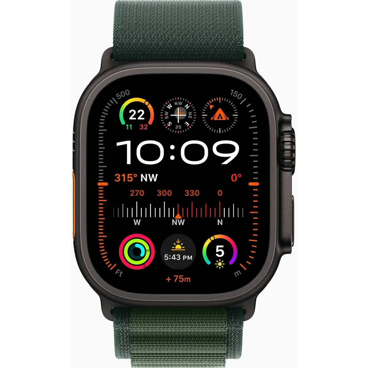 Умные часы Apple Watch Ultra 2 (2024) 49mm Titanium Case with Alpine Loop M (Цвет: Black / Dark Green)