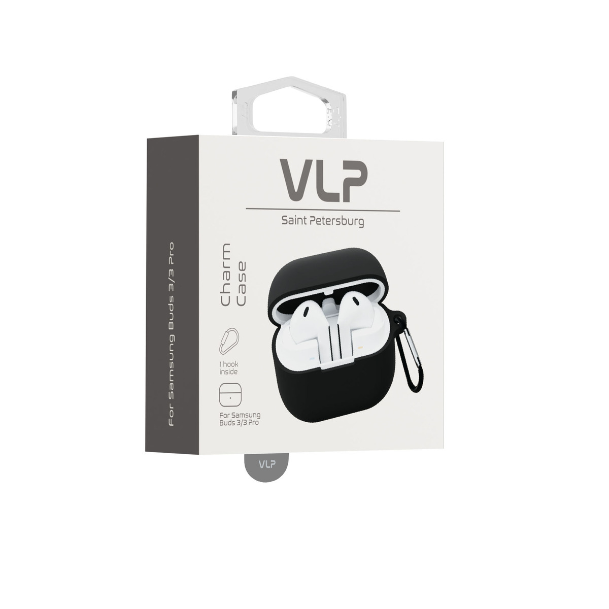 Чехол силиконовый VLP Charm Case для Samsung Buds 3/ 3 Pro, черный