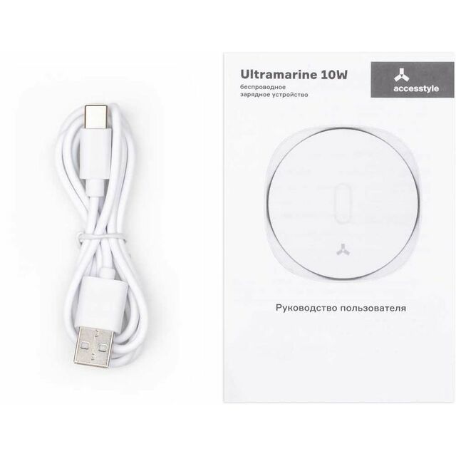 Беспроводное зарядное устройство AccesStyle Ultramarine 10W USB, белый