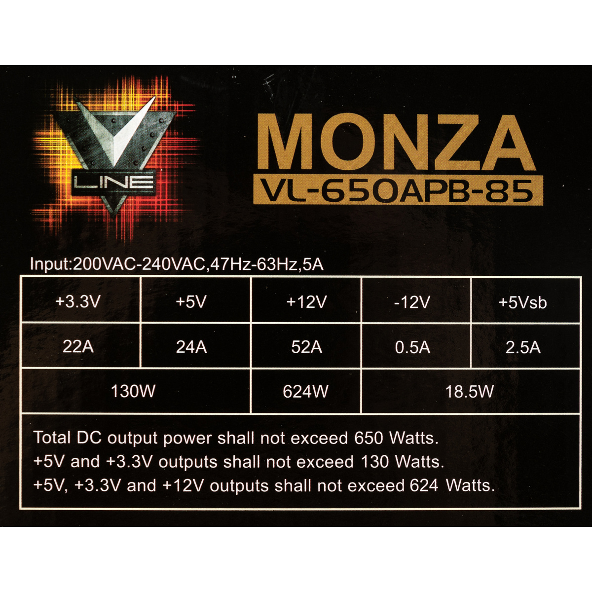 Блок питания Formula ATX 650W MONZA VL-650APB-85