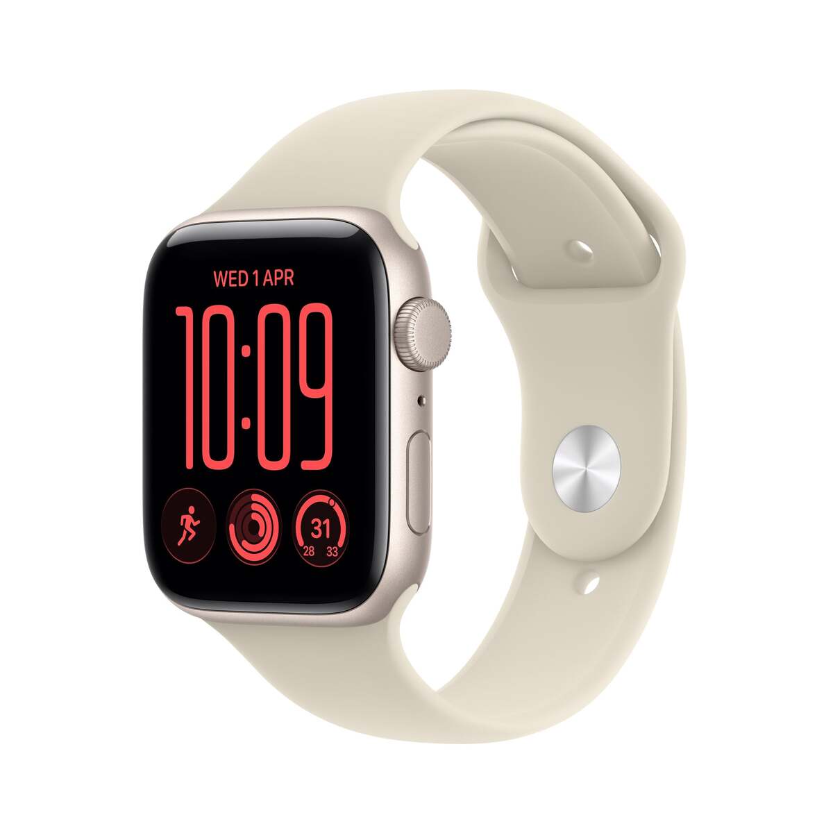 Умные часы Apple Watch SE 3 (2026) 44mm Aluminum Case with Sport Band S/M (Цвет: Starlight)