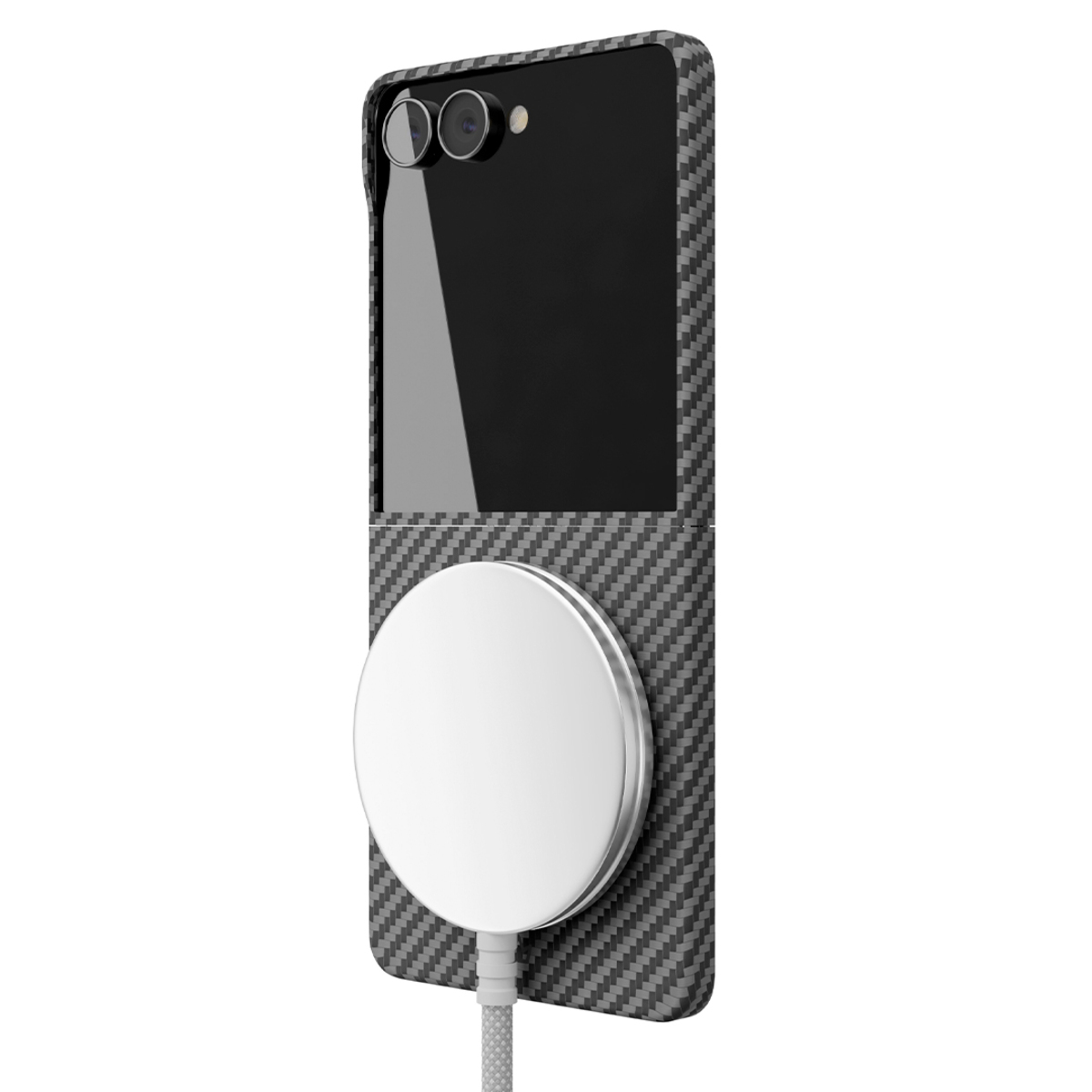 Чехол-накладка VLP Kevlar Сase MagSafe для Samsung Galaxy Z Flip 7 (Цвет: Black)