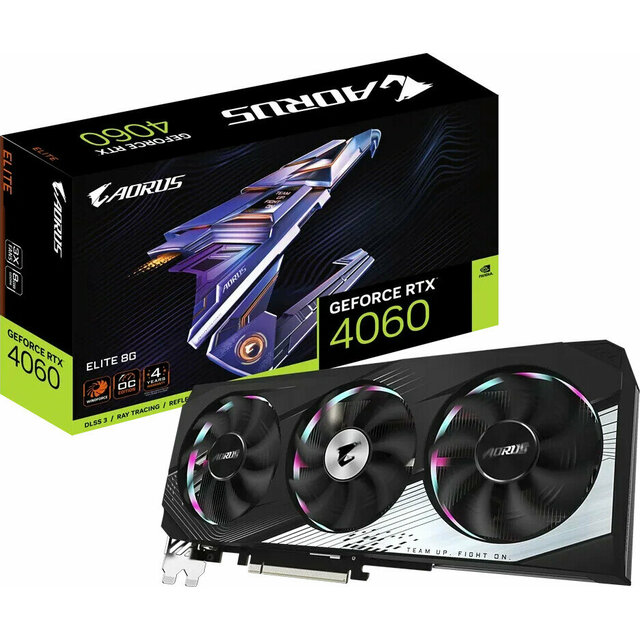 Видеокарта GIGABYTE AORUS GeForce RTX 4060 ELITE 8G (GV-N4060AORUS E-8GD)