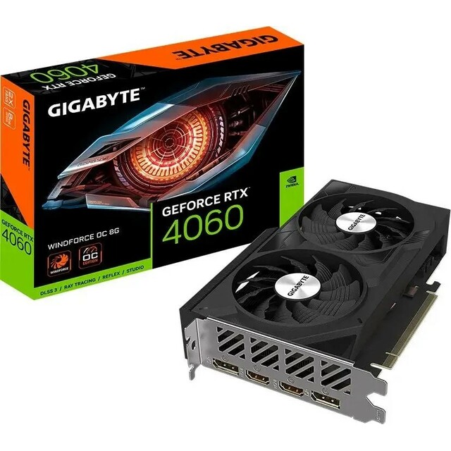 Видеокарта GIGABYTE GeForce RTX 4060 WINDFORCE OC 8G (GV-N4060WF2OC-8GD)