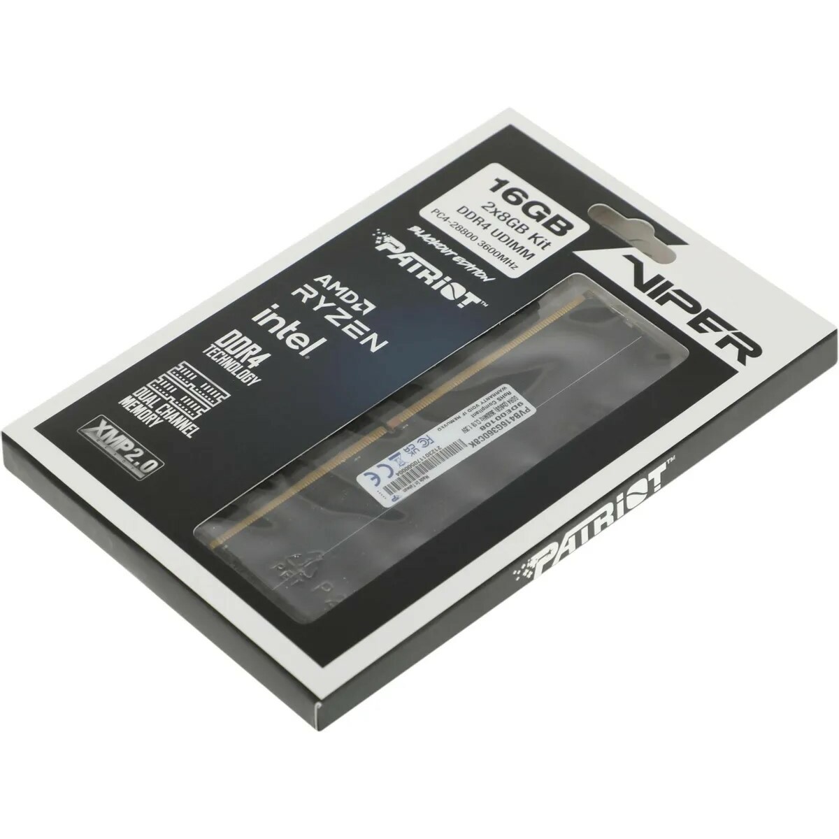 Оперативная память Patriot Memory VIPER 4 BLACKOUT 16 ГБ (8 ГБ x 2 шт.) DDR4 PVB416G360C8K