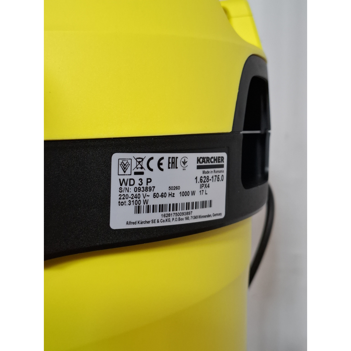 Строительный пылесос Karcher WD 3 P V-17 / 4 / 20 Workshop (Цвет: Yellow)