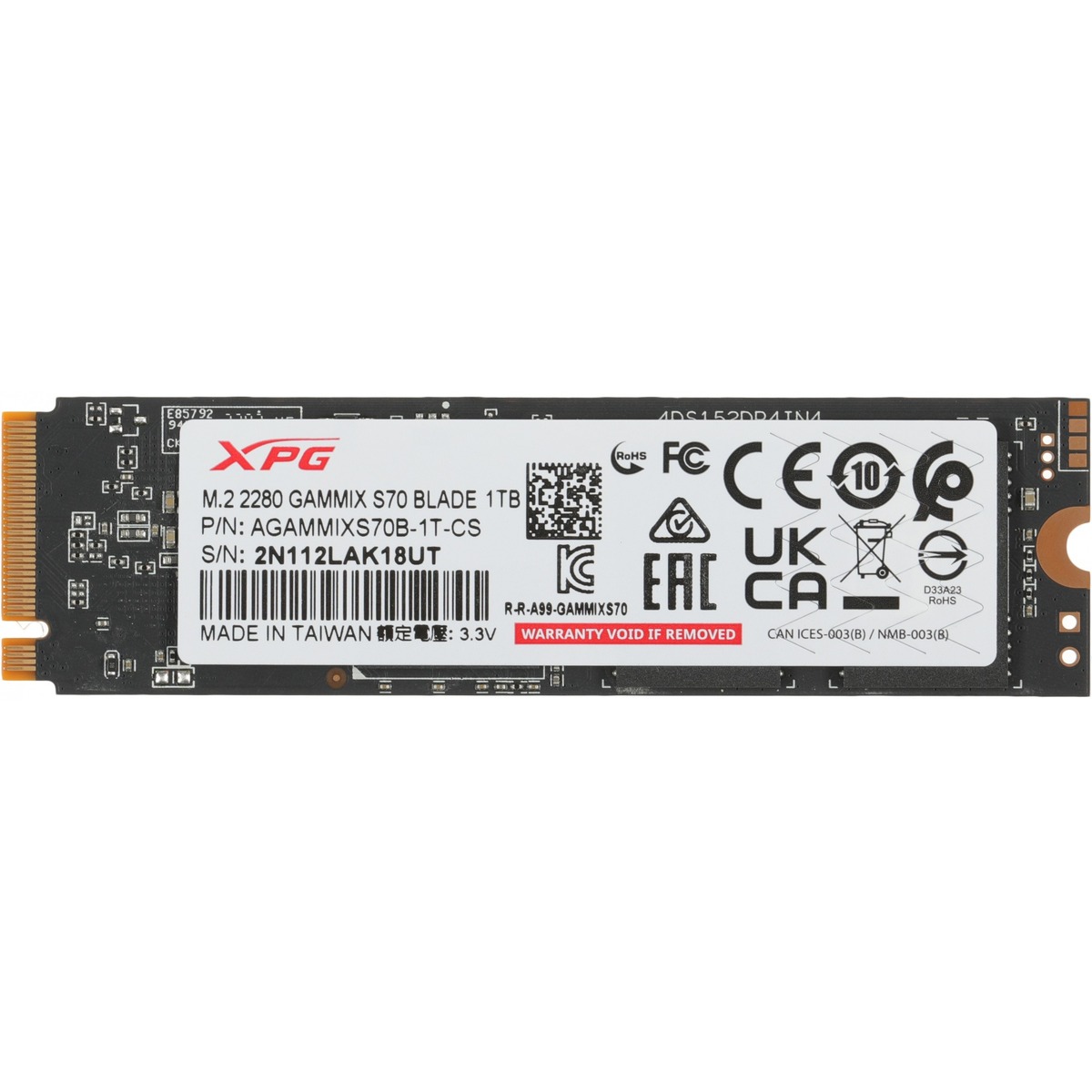 Накопитель SSD A-Data PCI-E 4.0 x4 1Tb AGAMMIXS70B-1T-CS