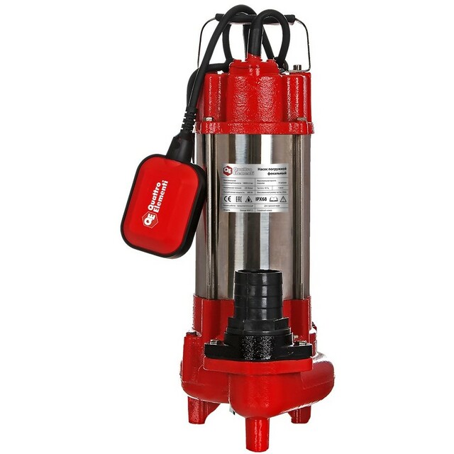 Насос садовый фекальный Quattro Elementi Sewage 800F Ci (Цвет: Red)