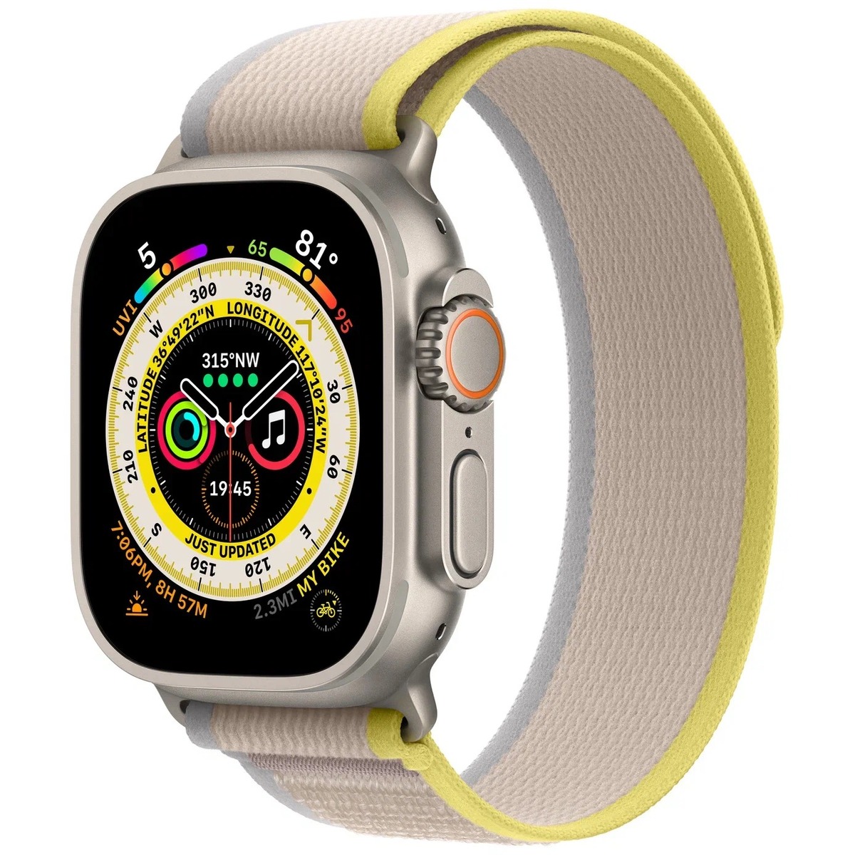 Умные часы Apple Watch Ultra 49mm Titanium Case with Trail Loop M / L (Цвет: Yellow / Beige)