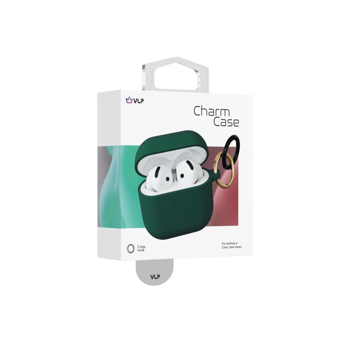 Чехол силиконовый VLP Charm Case Soft Touch для Apple AirPods 4 (Цвет: Dark Green)