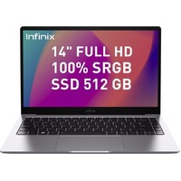 Ноутбук Infinix Inbook X2 Core i7 1065G7 8Gb SSD512Gb Intel Iris Plus graphics 14 IPS FHD (1920x1080) Windows 11 Home grey WiFi BT Cam (T097808)