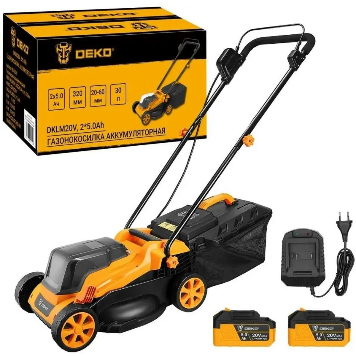 Газонокосилка роторная Deko DKLM20V (Цвет: Orange/Black)