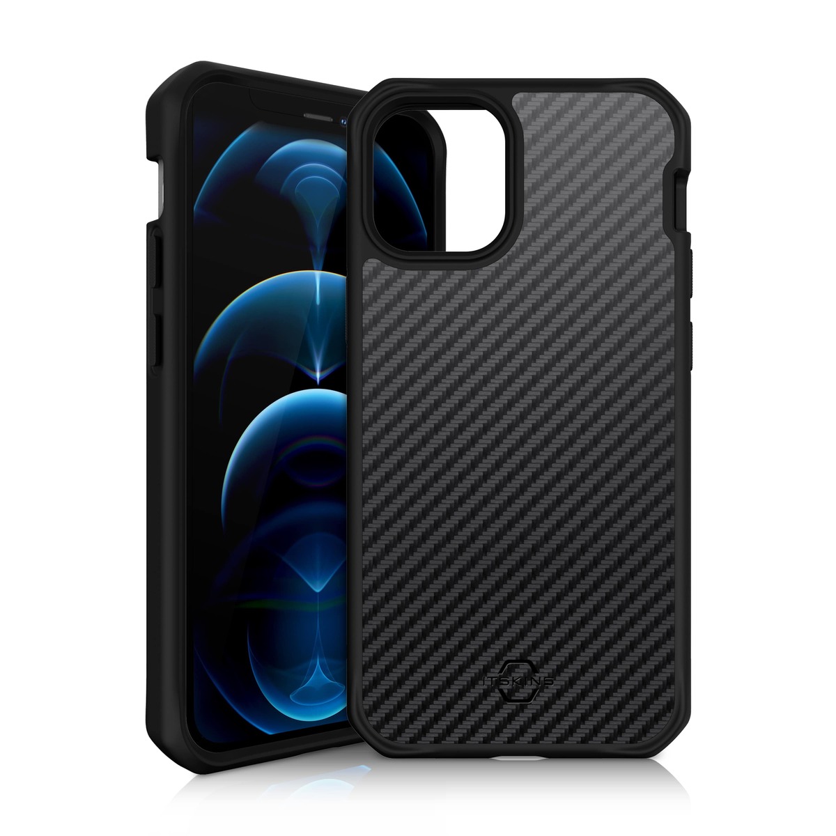 Чехол-накладка iTskins Hybrid Carbon для смартфона iPhone 12/12 Pro (Цвет: Black)