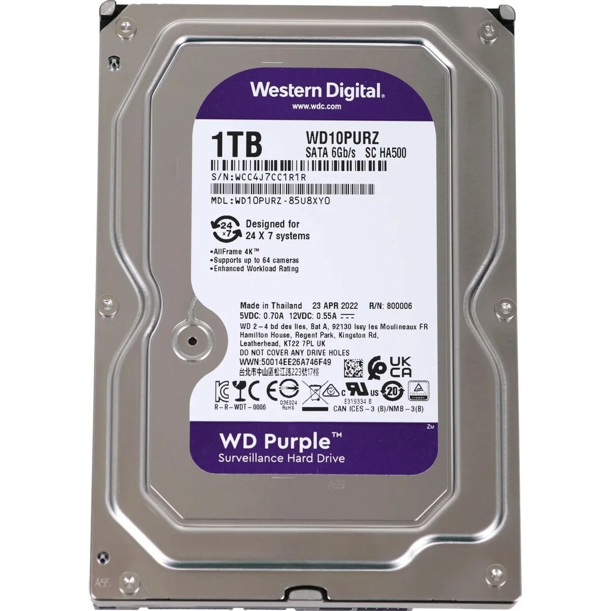 Жесткий диск Western Digital SATA-III 1Tb WD10PURZ