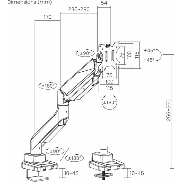 Кронштейн для мониторов Ultramounts UM717 (Цвет: Silver) Кронштейн для мониторов Ultramounts UM717 (Цвет: Silver)