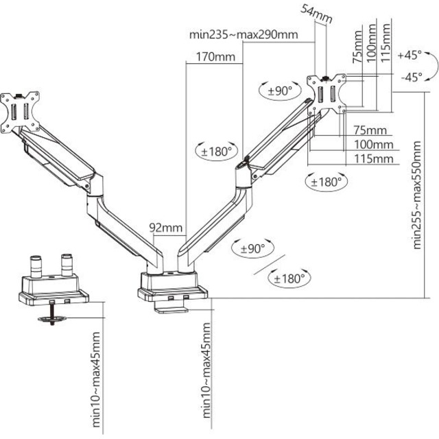Кронштейн для мониторов Ultramounts UM718 (Цвет: Gray)
