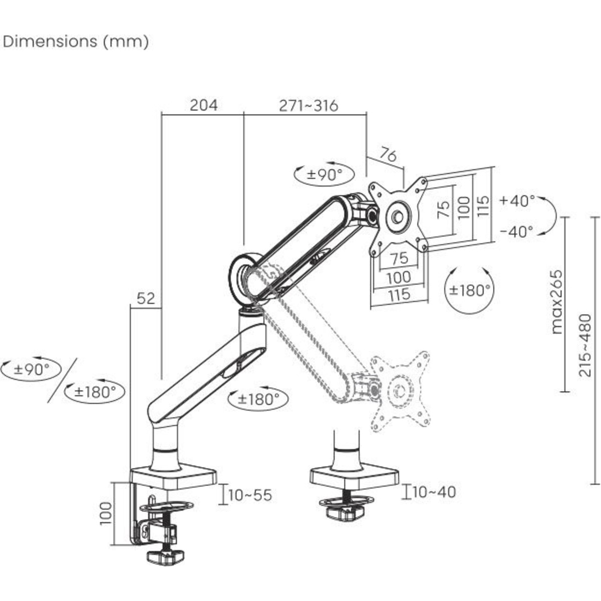 Кронштейн для мониторов Ultramounts UM719B, черный