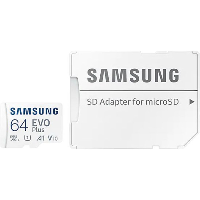 Карта памяти microSDXC Samsung EVO Plus 64Gb (class10) + adapter, белый