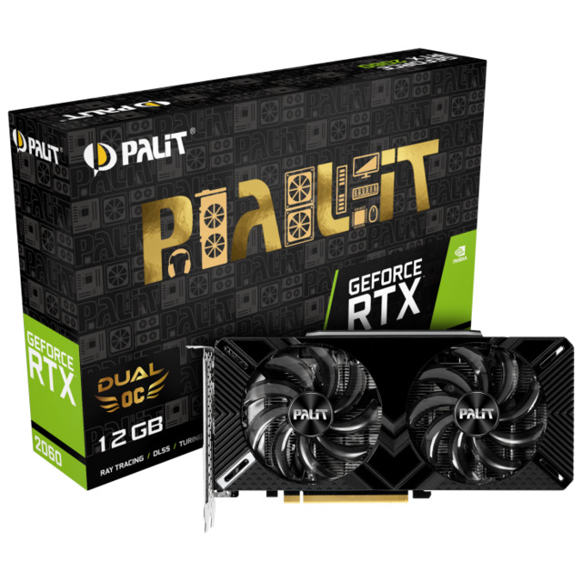 Видеокарта Palit PCI-E PA-RTX2060 DUAL12G NVIDIA GeForce RTX 2060 12288Mb 192 GDDR6 1470/14000 DVIx1 HDMIx1 DPx1 HDCP Ret