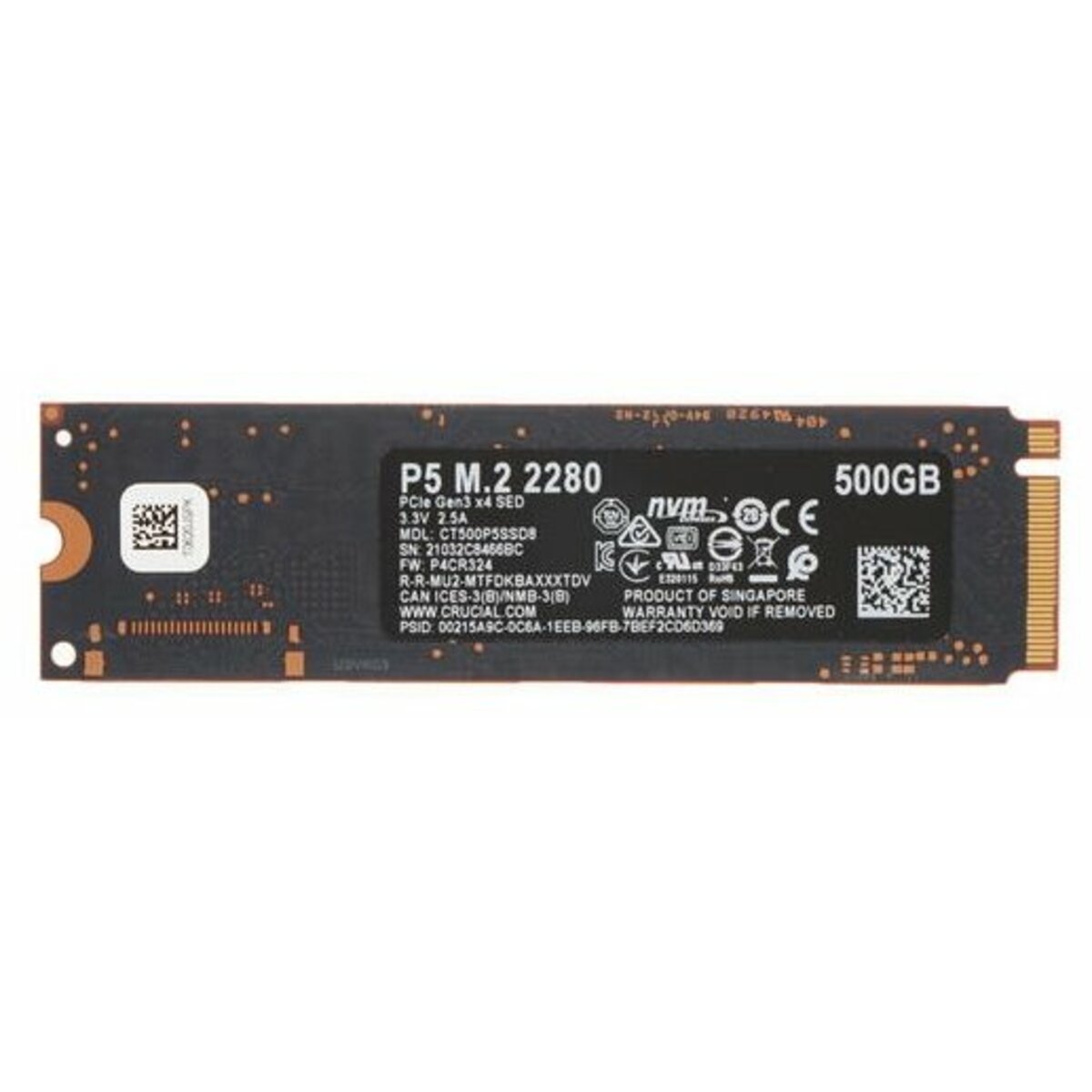 Накопитель SSD Crucial PCI-E 4.0 x4 500Gb CT500P5PSSD8
