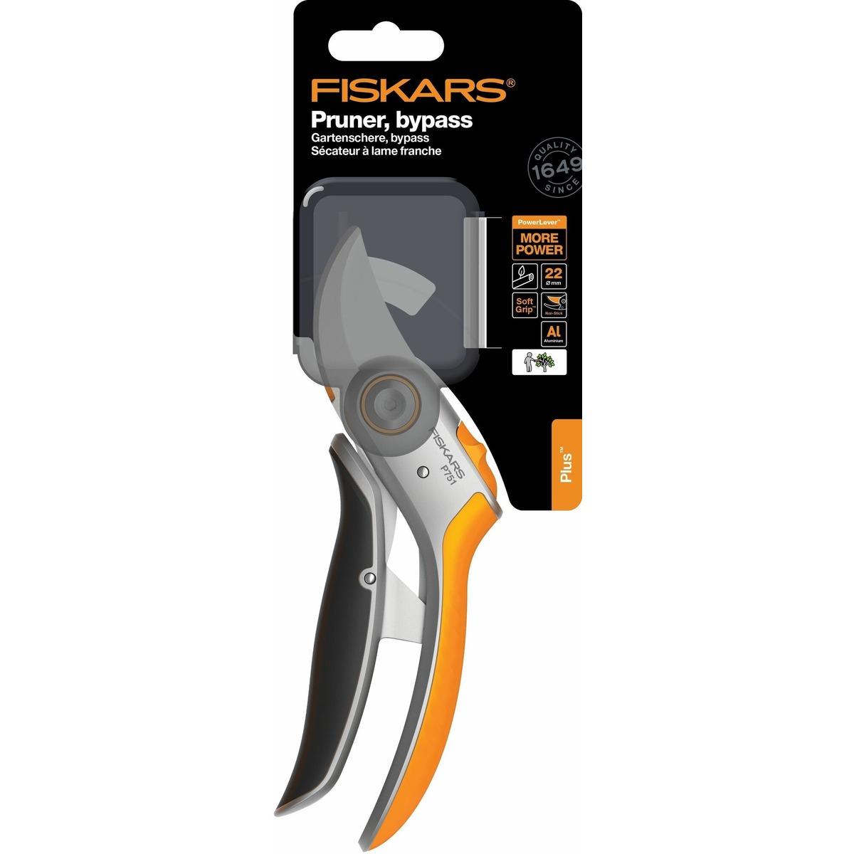 Металлический плоскостной секатор Fiskars Plus PowerLever P751 (Цвет: Orange)