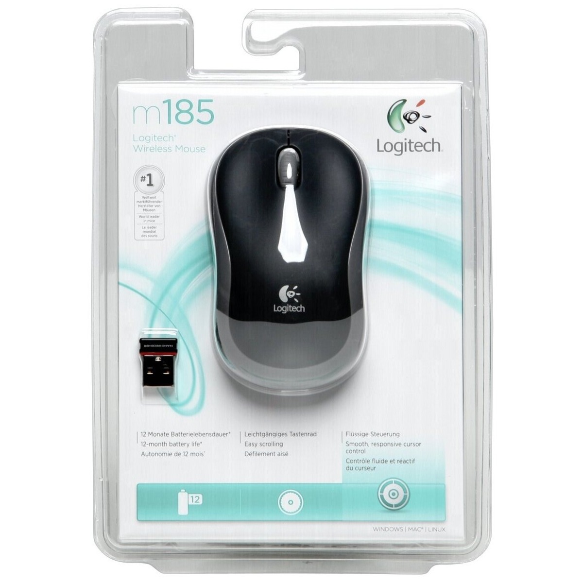 Мышь беспроводная Logitech M185 Swift (Цвет: Gray)