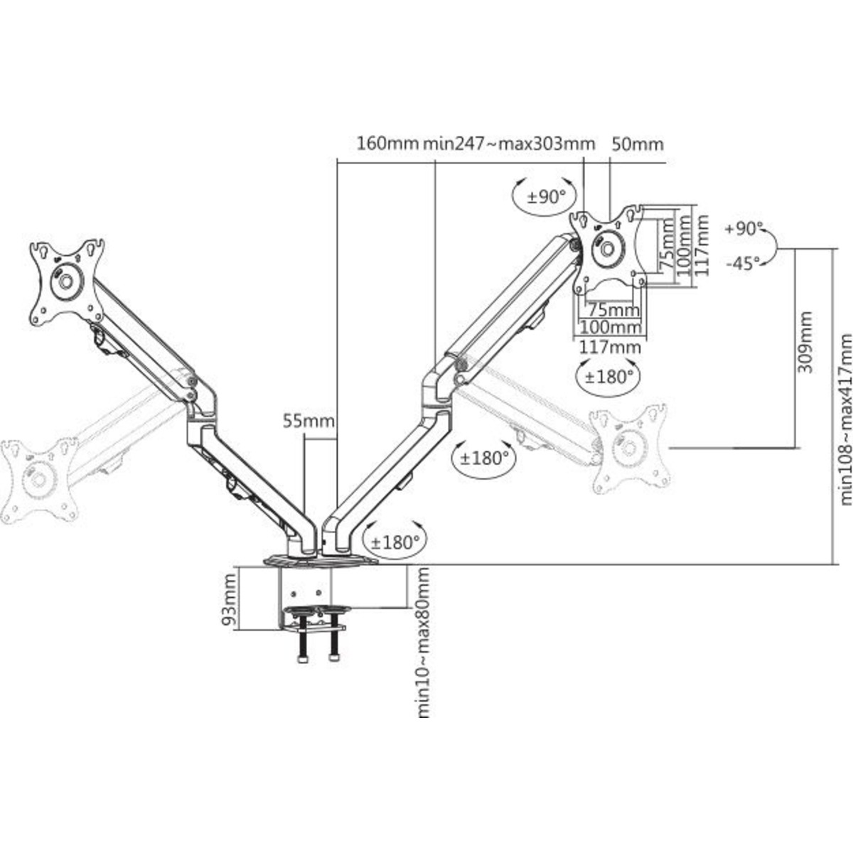 Кронштейн для мониторов Ultramounts UM729, черный