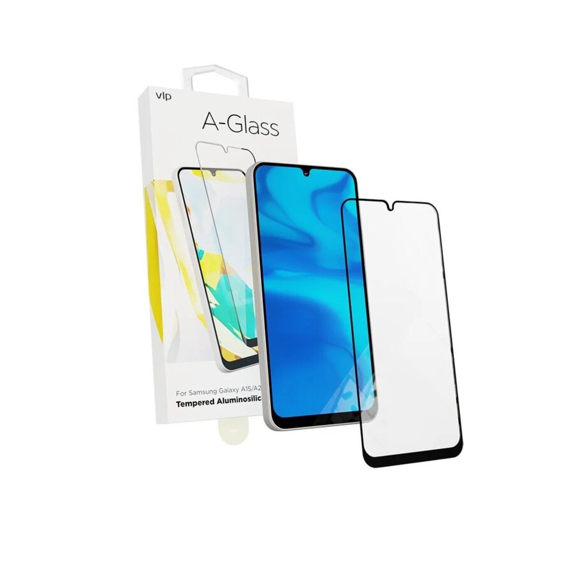 Защитное стекло VLP Tempered Aluminocilicate Glass для смартфона Samsung Galaxy A15/A25 (Цвет: Black)