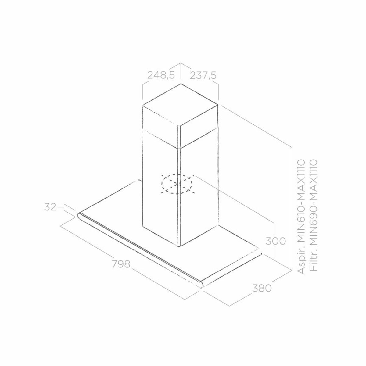 Вытяжка каминная Elica Galaxy BLIX / A / 80 1M (Цвет: Inox / Black / Glass)