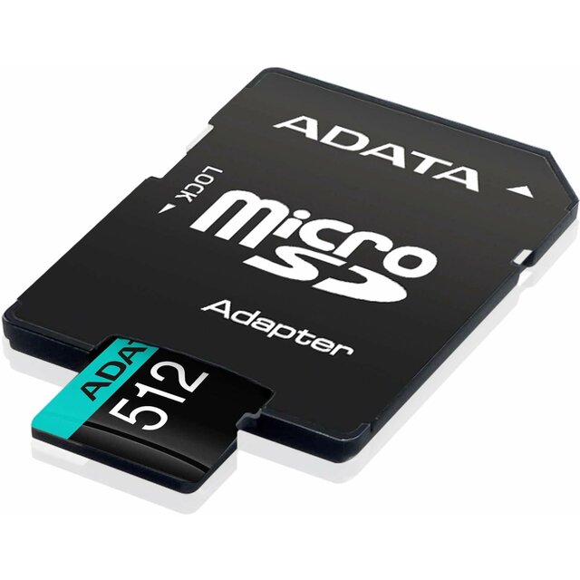 Карта памяти microSDXC 512GB A-Data AUSDX512GUI3V30SA2-RA1 Premier Pro + adapter, черный