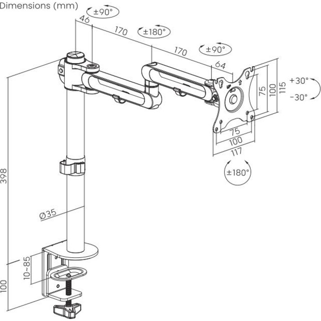 Кронштейн для мониторов Ultramounts UM736, черный