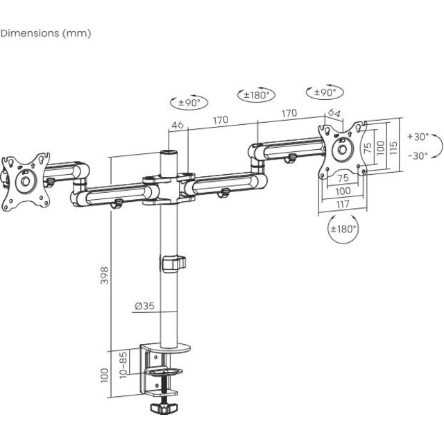 Кронштейн для мониторов Ultramounts UM737, черный Кронштейн для мониторов Ultramounts UM737, черный