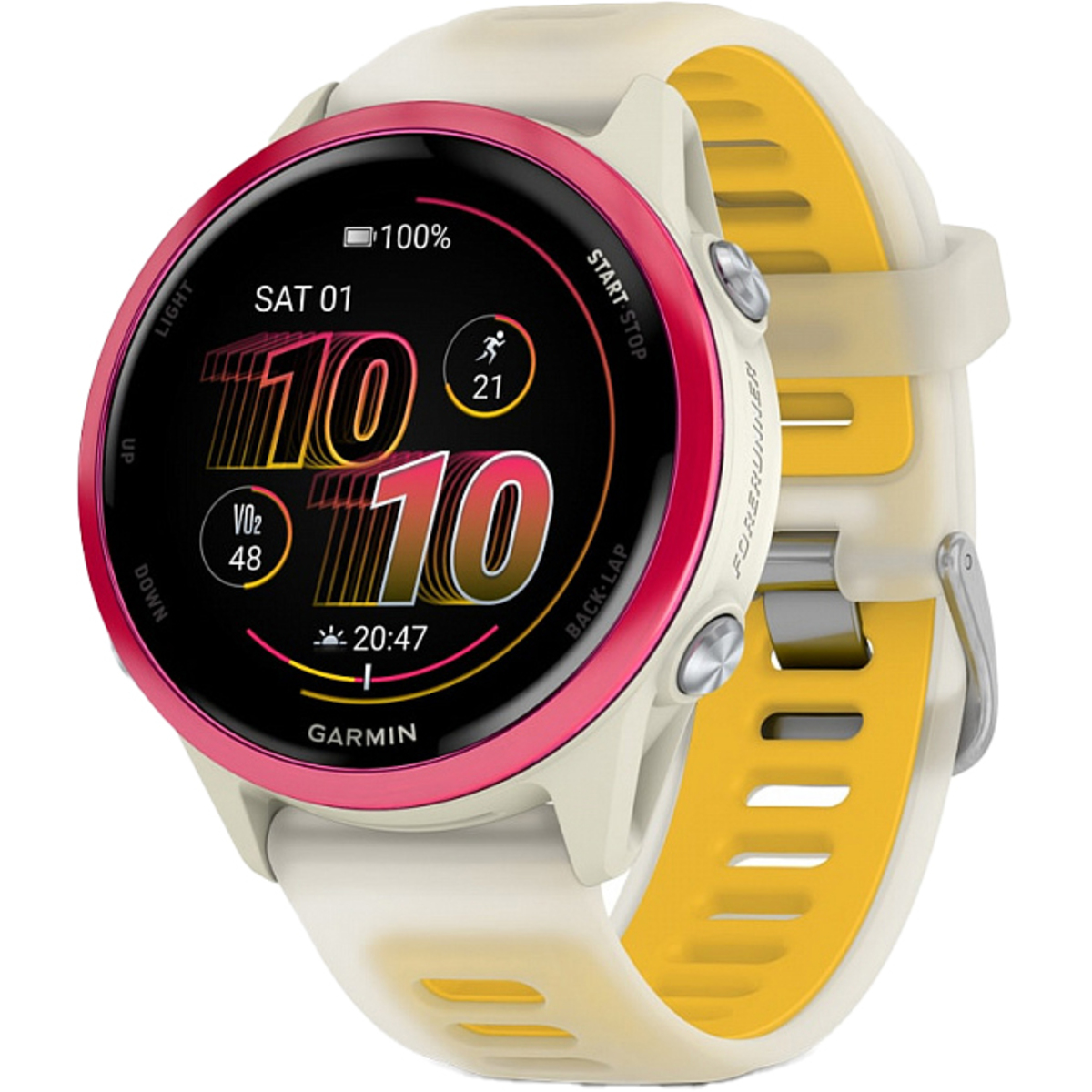 Умные часы Garmin Forerunner 570 42mm (Цвет: Bone Raspberry Mango)