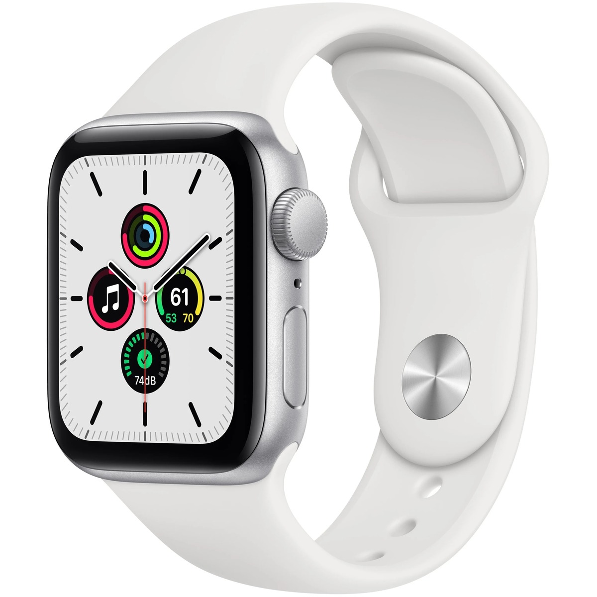 Умные часы Apple Watch SE (2022) 44mm Aluminum Case with Sport Band S / M (Цвет: Silver / White)